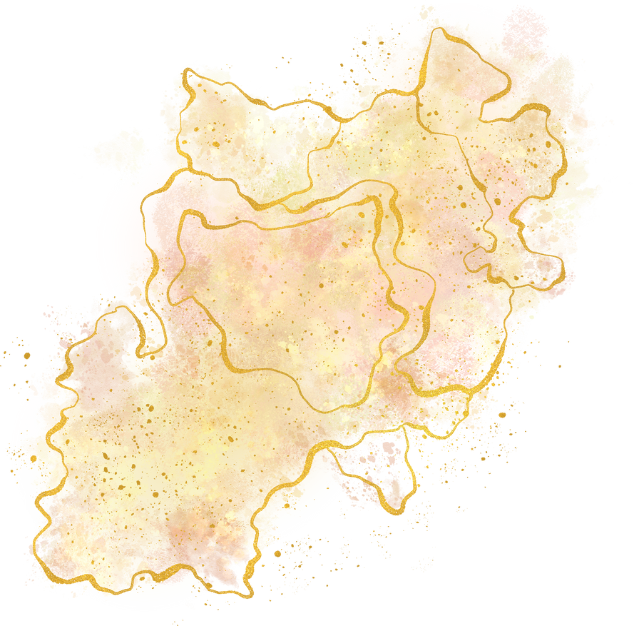 Watercolor Splash with Gold Blob Splatter